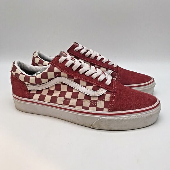 Vans Old Skool Red Checkerboard Skate Shoes M 8.5 - W 11 Lace Up Low Top Sneaker - Picture 3 of 12